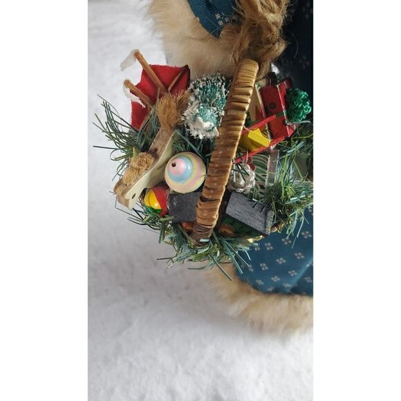 Vintage Santa Claus w/Presents Figurine 15” Cloth Realistic Furry Beard Robe - Picture 7 of 10